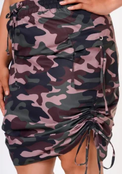 Plus Size Drawstring Side Camo Skirt -Asoph Fashion Shop 2022649 001 5