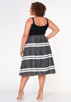 Plus Size Striped Flare Midi Skirt -Asoph Fashion Shop 2022651 001 4