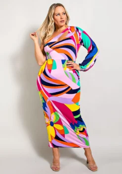 Plus Size One Shoulder Cut Out Dress