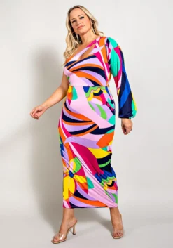 Plus Size One Shoulder Cut Out Dress -Asoph Fashion Shop 2022656 001 4