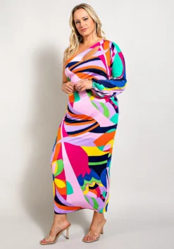 Plus Size One Shoulder Cut Out Dress -Asoph Fashion Shop 2022656 001 5