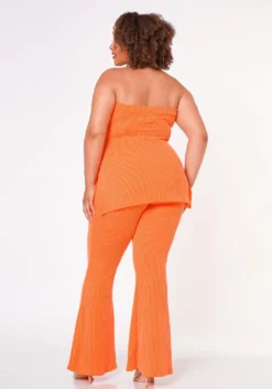 Plus Size Tube Top & Flare Leggings Ribbed Knit Set -Asoph Fashion Shop 2022658 002 4