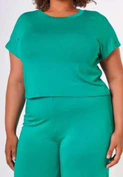 Plus Size Comfortable Short Sleeve Tee & Pants Set -Asoph Fashion Shop 2022659 002 4