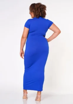 Plus Size Collar Neck Bodycon Maxi Dress -Asoph Fashion Shop 2022660 002 3