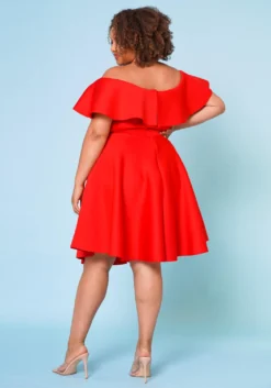 Plus Size Off Shoulder Ruffle Hem Dress -Asoph Fashion Shop 2022662 002 4