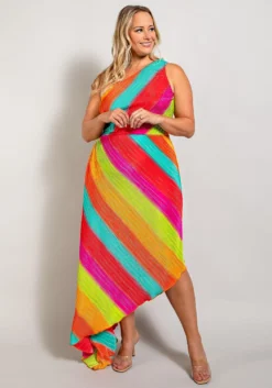 Plus Size Asymmetric One Shoulder Dress