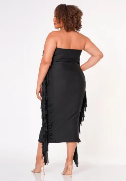Plus Size Side Fringe Hem Bodycon Tube Dress -Asoph Fashion Shop 2022671 001 3