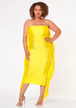 Plus Size Side Fringe Hem Bodycon Tube Dress -Asoph Fashion Shop 2022671 002 2