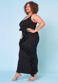 Plus Size Ruffle Detail Cami Bodycon Dress -Asoph Fashion Shop 2022672 001 2