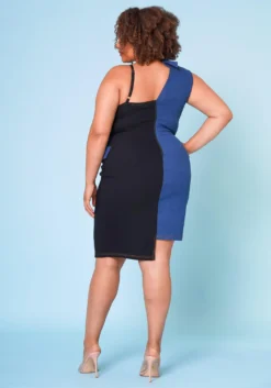 Plus Size Denim Combo Asymmetric Mini Dress -Asoph Fashion Shop 2022677 001 4