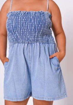 Plus Size Denim Smocked Romper -Asoph Fashion Shop 2022692 001 6