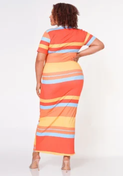 Plus Size Multi Striped Maxi Dress -Asoph Fashion Shop 2022696 001 3