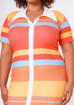 Plus Size Multi Striped Maxi Dress -Asoph Fashion Shop 2022696 001 4