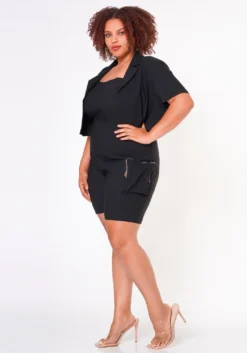 Plus Size Cargo Romper With Cropped Jacket -Asoph Fashion Shop 2022697 001 3