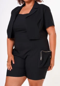 Plus Size Cargo Romper With Cropped Jacket -Asoph Fashion Shop 2022697 001 5