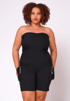 Plus Size Cargo Romper With Cropped Jacket -Asoph Fashion Shop 2022697 001 6