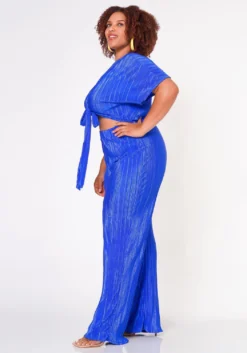 Plus Size Pleated Crop Top & Pants Set -Asoph Fashion Shop 2022699 002 3