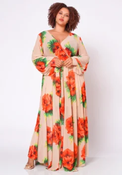 Plus Size Floral Maxi Chiffon Dress -Asoph Fashion Shop 2022702 001 3