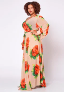 Plus Size Floral Maxi Chiffon Dress -Asoph Fashion Shop 2022702 001 4